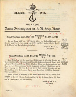 Kaiserlich-königliches Marine-Normal-Verordnungsblatt 18740317 Seite: 1