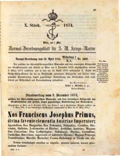 Kaiserlich-königliches Marine-Normal-Verordnungsblatt 18740501 Seite: 1