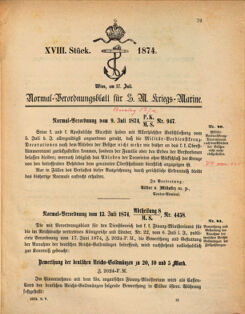 Kaiserlich-königliches Marine-Normal-Verordnungsblatt 18740717 Seite: 1