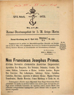 Kaiserlich-königliches Marine-Normal-Verordnungsblatt 18750413 Seite: 1