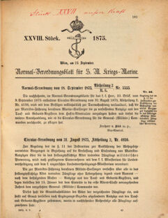 Kaiserlich-königliches Marine-Normal-Verordnungsblatt 18750909 Seite: 1