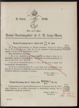 Kaiserlich-königliches Marine-Normal-Verordnungsblatt 18760118 Seite: 1