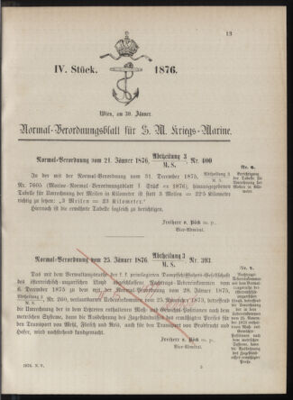 Kaiserlich-königliches Marine-Normal-Verordnungsblatt 18760130 Seite: 1