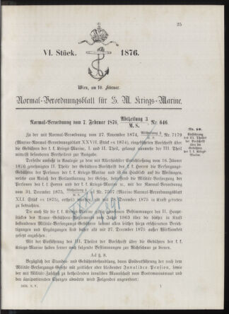 Kaiserlich-königliches Marine-Normal-Verordnungsblatt 18760210 Seite: 1