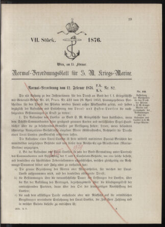 Kaiserlich-königliches Marine-Normal-Verordnungsblatt 18760215 Seite: 1