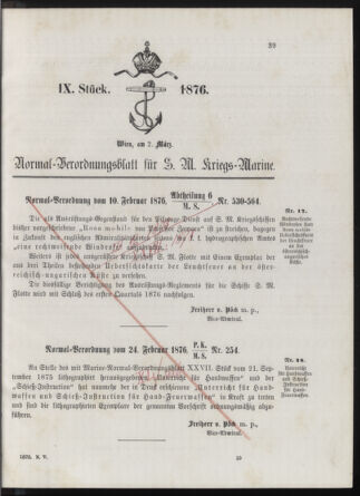 Kaiserlich-königliches Marine-Normal-Verordnungsblatt 18760302 Seite: 1