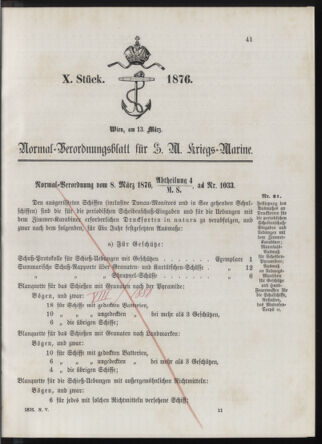 Kaiserlich-königliches Marine-Normal-Verordnungsblatt 18760313 Seite: 1