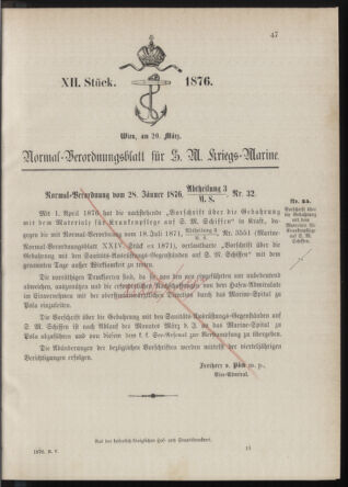 Kaiserlich-königliches Marine-Normal-Verordnungsblatt 18760320 Seite: 1