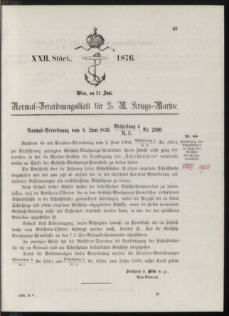 Kaiserlich-königliches Marine-Normal-Verordnungsblatt 18760621 Seite: 1