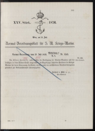 Kaiserlich-königliches Marine-Normal-Verordnungsblatt 18760724 Seite: 1