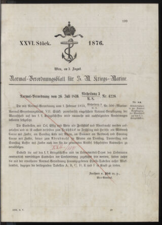 Kaiserlich-königliches Marine-Normal-Verordnungsblatt 18760803 Seite: 1