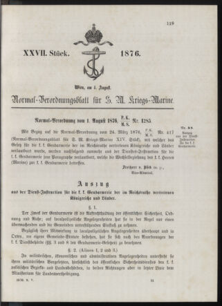 Kaiserlich-königliches Marine-Normal-Verordnungsblatt 18760804 Seite: 1