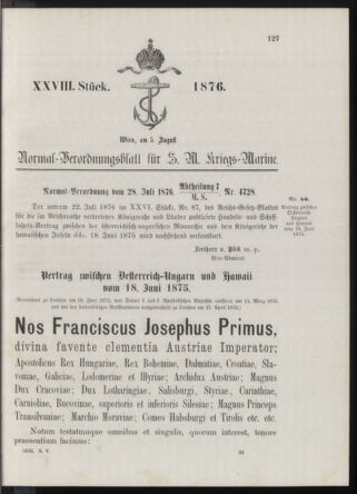 Kaiserlich-königliches Marine-Normal-Verordnungsblatt 18760805 Seite: 1