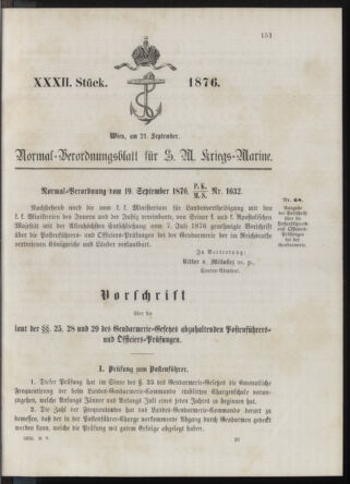 Kaiserlich-königliches Marine-Normal-Verordnungsblatt 18760921 Seite: 1