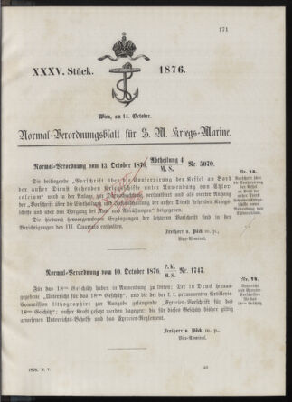 Kaiserlich-königliches Marine-Normal-Verordnungsblatt 18761014 Seite: 1