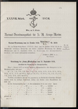 Kaiserlich-königliches Marine-Normal-Verordnungsblatt 18761026 Seite: 1