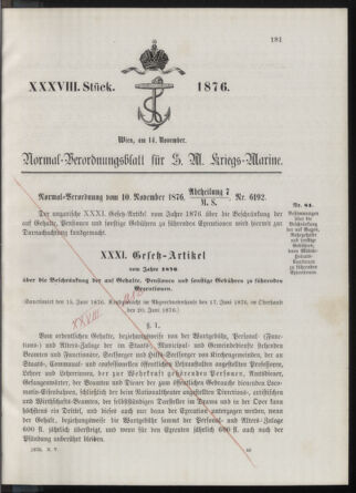 Kaiserlich-königliches Marine-Normal-Verordnungsblatt 18761114 Seite: 1