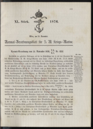 Kaiserlich-königliches Marine-Normal-Verordnungsblatt 18761128 Seite: 1