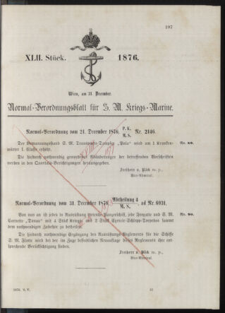 Kaiserlich-königliches Marine-Normal-Verordnungsblatt 18761231 Seite: 1