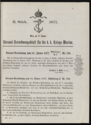 Kaiserlich-königliches Marine-Normal-Verordnungsblatt 18770131 Seite: 1