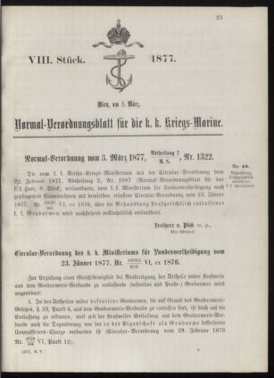 Kaiserlich-königliches Marine-Normal-Verordnungsblatt 18770308 Seite: 1