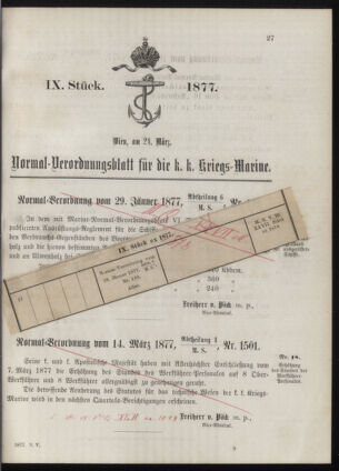 Kaiserlich-königliches Marine-Normal-Verordnungsblatt 18770324 Seite: 1