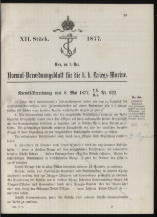 Kaiserlich-königliches Marine-Normal-Verordnungsblatt 18770509 Seite: 1