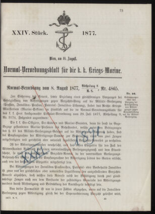 Kaiserlich-königliches Marine-Normal-Verordnungsblatt 18770810 Seite: 1