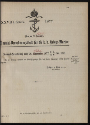 Kaiserlich-königliches Marine-Normal-Verordnungsblatt 18771026 Seite: 1