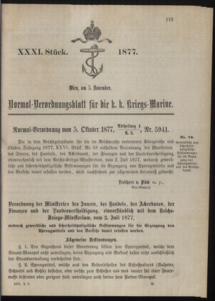 Kaiserlich-königliches Marine-Normal-Verordnungsblatt 18771105 Seite: 1