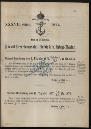 Kaiserlich-königliches Marine-Normal-Verordnungsblatt 18771224 Seite: 1