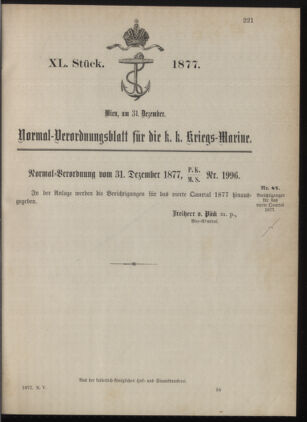 Kaiserlich-königliches Marine-Normal-Verordnungsblatt 18771231 Seite: 1