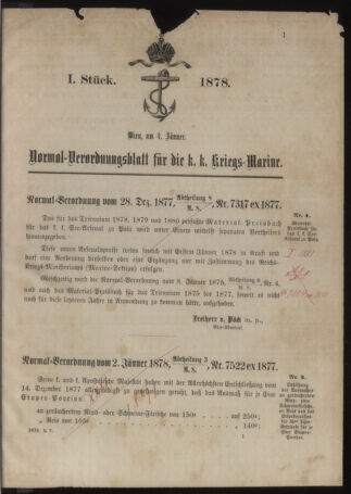 Kaiserlich-königliches Marine-Normal-Verordnungsblatt 18780104 Seite: 1