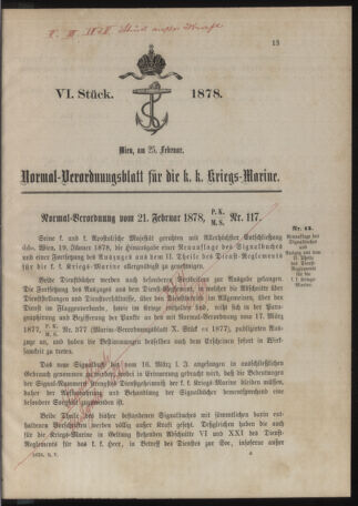 Kaiserlich-königliches Marine-Normal-Verordnungsblatt 18780225 Seite: 1