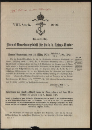 Kaiserlich-königliches Marine-Normal-Verordnungsblatt 18780327 Seite: 1