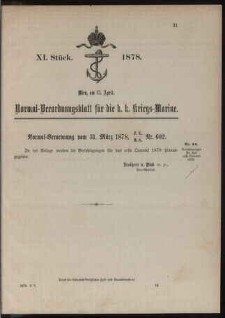 Kaiserlich-königliches Marine-Normal-Verordnungsblatt 18780413 Seite: 1