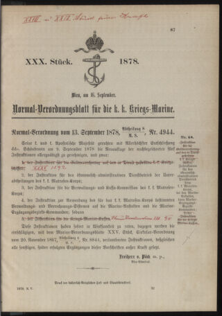 Kaiserlich-königliches Marine-Normal-Verordnungsblatt 18780916 Seite: 1