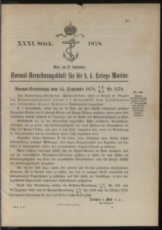 Kaiserlich-königliches Marine-Normal-Verordnungsblatt 18780919 Seite: 1