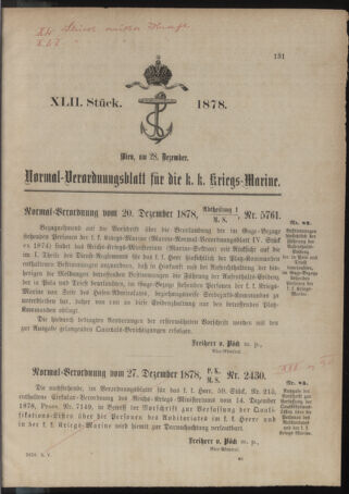 Kaiserlich-königliches Marine-Normal-Verordnungsblatt 18781228 Seite: 1