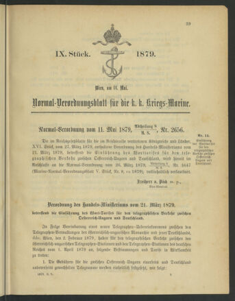 Kaiserlich-königliches Marine-Normal-Verordnungsblatt 18790514 Seite: 1