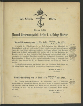 Kaiserlich-königliches Marine-Normal-Verordnungsblatt 18790526 Seite: 1