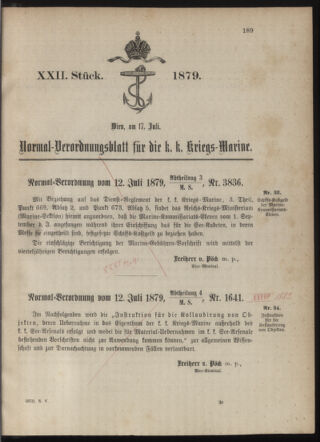 Kaiserlich-königliches Marine-Normal-Verordnungsblatt 18790717 Seite: 1