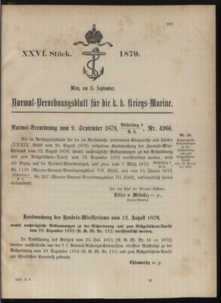 Kaiserlich-königliches Marine-Normal-Verordnungsblatt 18790915 Seite: 1