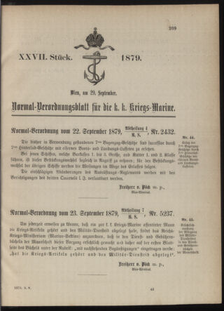 Kaiserlich-königliches Marine-Normal-Verordnungsblatt 18790929 Seite: 1