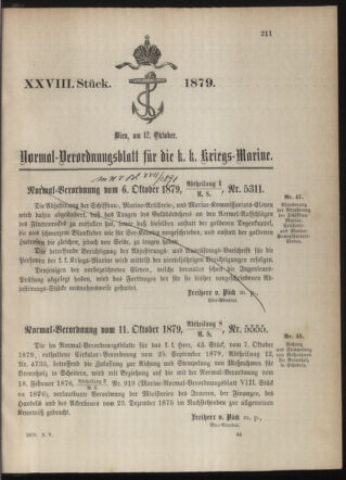 Kaiserlich-königliches Marine-Normal-Verordnungsblatt 18791012 Seite: 1