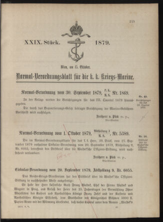 Kaiserlich-königliches Marine-Normal-Verordnungsblatt 18791015 Seite: 1