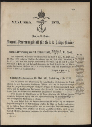 Kaiserlich-königliches Marine-Normal-Verordnungsblatt 18791030 Seite: 1