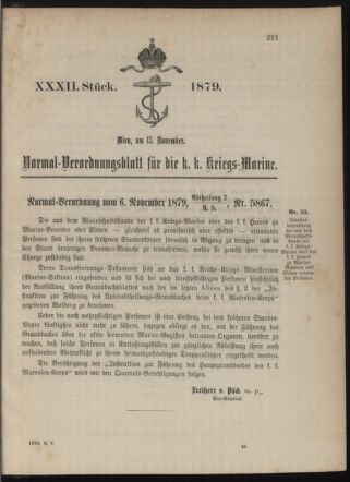 Kaiserlich-königliches Marine-Normal-Verordnungsblatt 18791113 Seite: 1