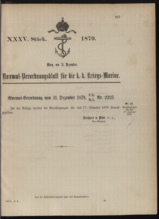 Kaiserlich-königliches Marine-Normal-Verordnungsblatt 18791231 Seite: 1