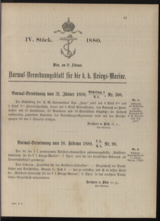 Kaiserlich-königliches Marine-Normal-Verordnungsblatt 18800218 Seite: 1